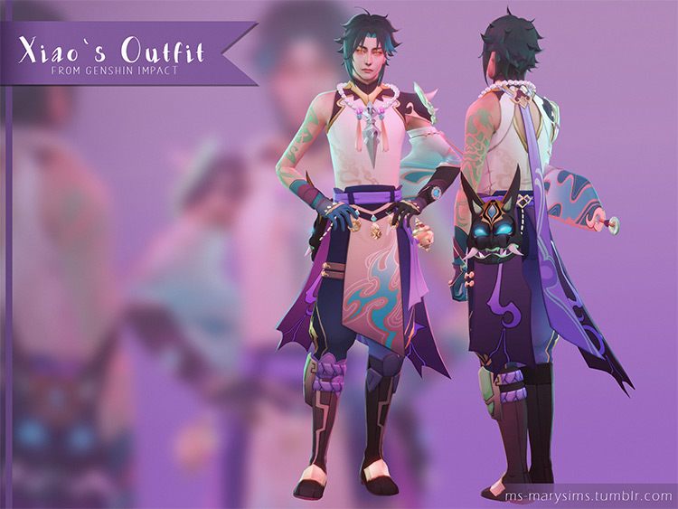 Genshin Impact Xiao’s Outfit / Sims 4 CC