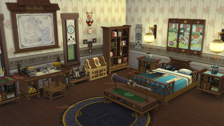 Genshin Impact Cross Room CC for The Sims 4