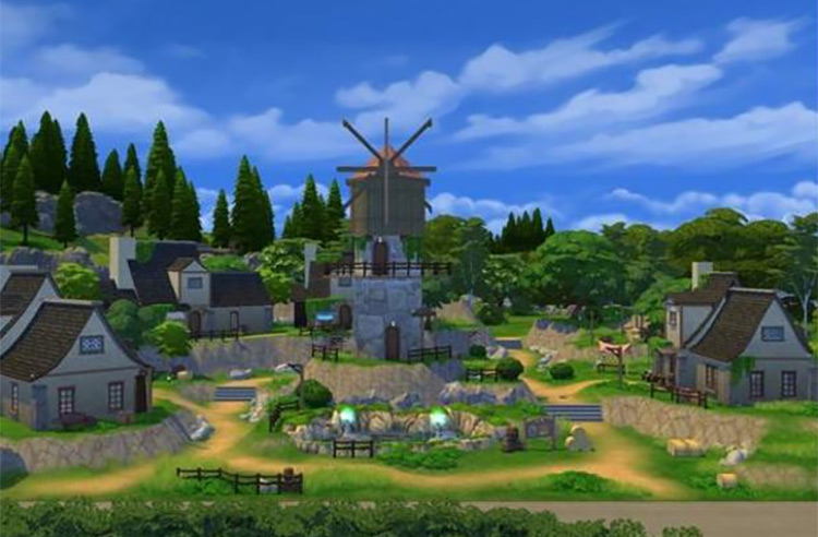 Genshin Springvale Custom Lot for The Sims 4