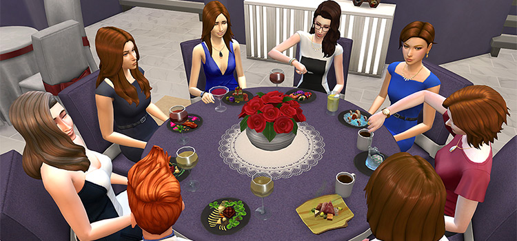 Big Round Festive Holiday Table CC for The Sims 4