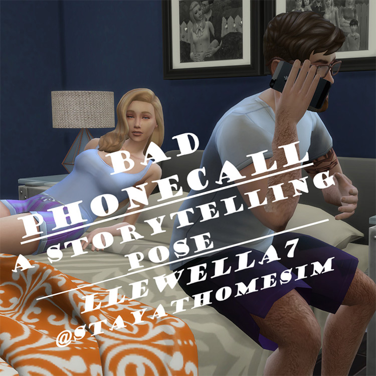 A Bad Phone Call Poses for The Sims 4