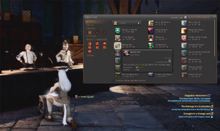 Character crafting with Inner Quiet in FFXIV