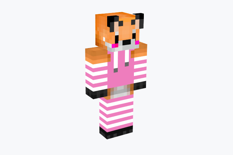 Fox wearing pink & white stripes / Minecraft Skin