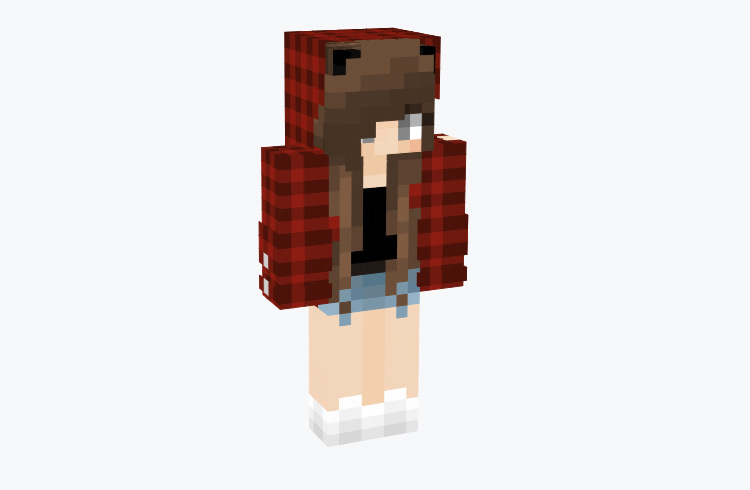 Girl with Cute Flannel Hoodi and Shorts / Minecraft Skin