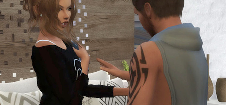 Girl and Guy Fighting Posed in TS4