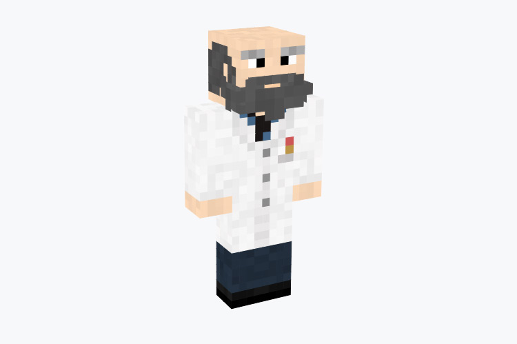 Male Bearded & Bald Scientist / Minecraft Skin