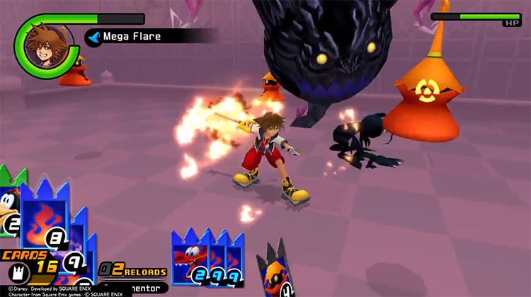 Mushu + Fire + Fire (Megaflare) in Kingdom Hearts ReCoM