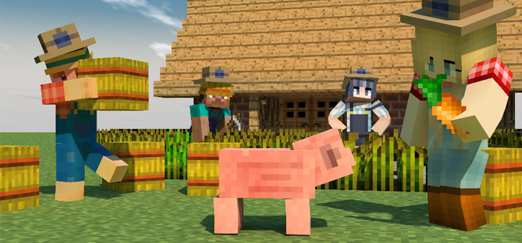 Girl and Guy Farmer Skins in Minecraft.