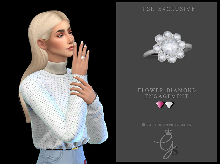 Flower Diamond Engagement Ring / Sims 4 CC