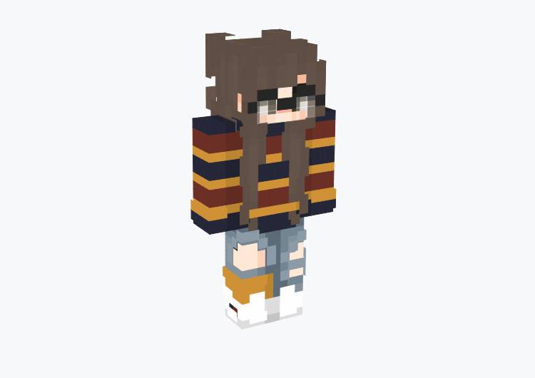 Striped Sweater Girl With Glasses / Minecraft Skin