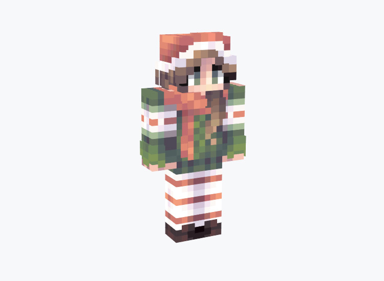 Evergreen Christmas Girl Skin with Santa Hat / Minecraft Skin