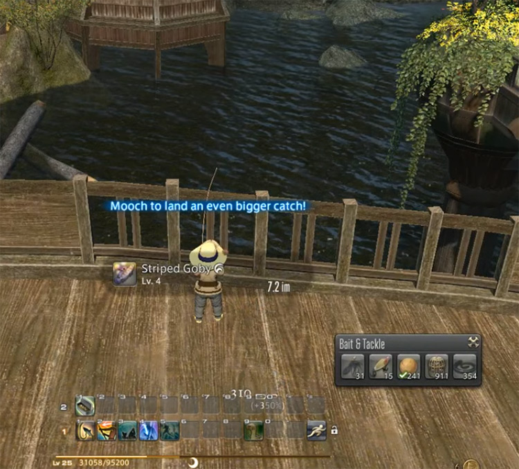 Mooch Text Onscreen Fishing in Final Fantasy XIV