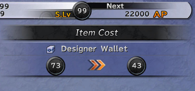 Designer Wallet Item Customization in Final Fantasy X HD