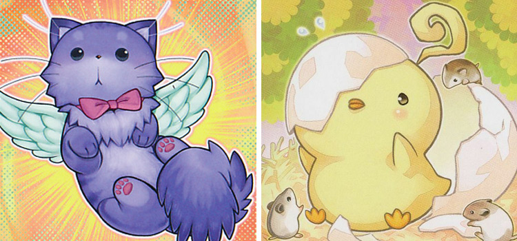 Fluffal Cat and Cheepcheepcheep YGO Card Arts