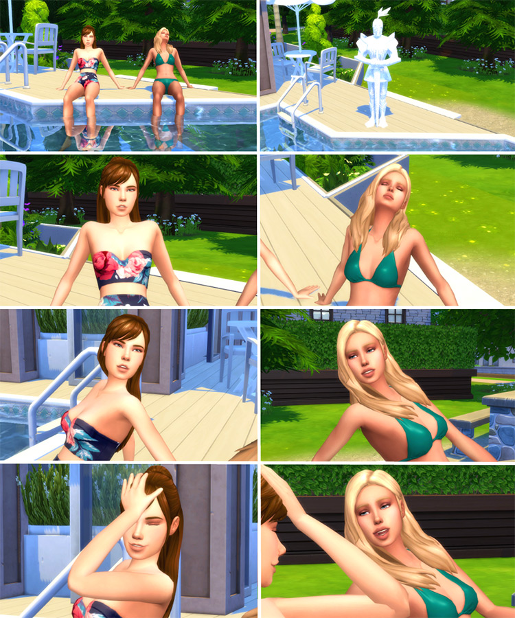 Pool Side Chats Pose Pack for The Sims 4
