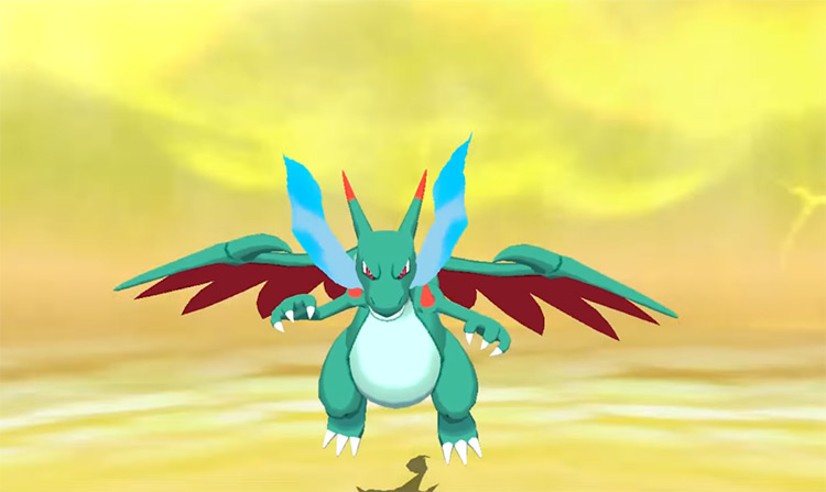 Shiny Mega Charizard X in Pokémon Sun and Moon