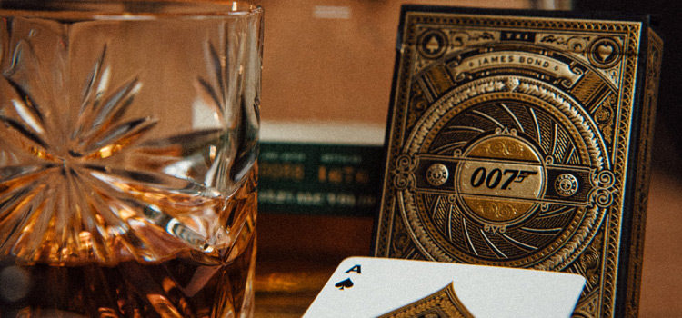 James Bond Playing Cards with Whiskey (Photo)