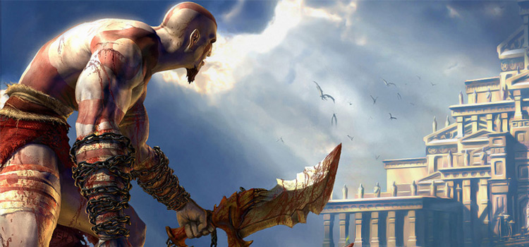 Kratos with weapons in hand