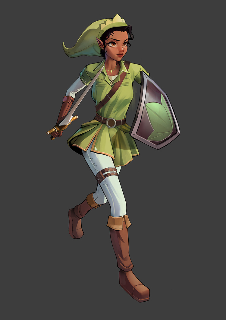 Tiana fanart as Link (Legend of Zelda)