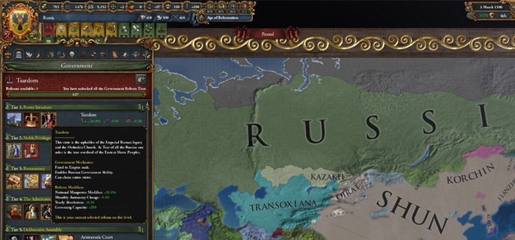 Tsardom Tier 1 Government Reform (Russia in EU4)