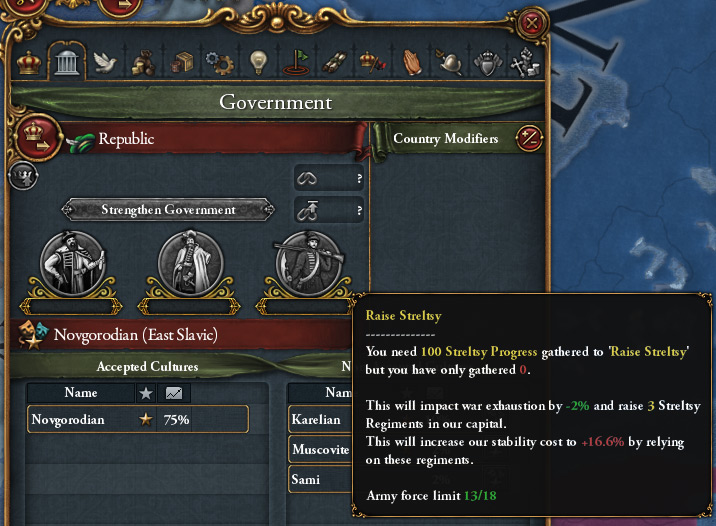 The three Russian Government Abilities / Europa Universalis IV