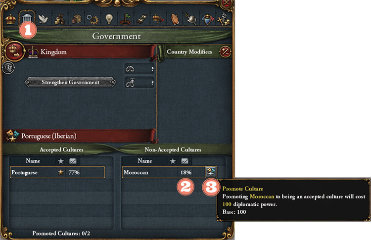 Promoting a Culture in the Government Tab / EU4