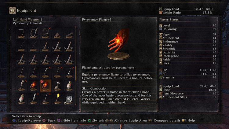 Item description of the Pyromancy Flame / DS3