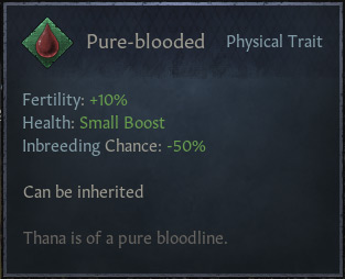 The Pure-blooded trait in-game / Crusader Kings III