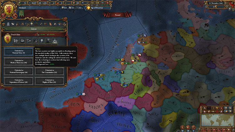 Holland's starting position and national idea set / Europa Universalis IV