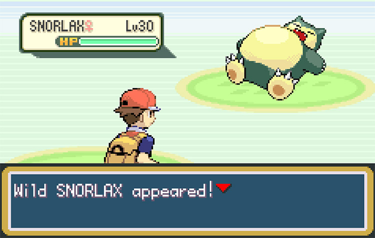 Defeating the wild Snorlax after waking it up / Pokemon FRLG