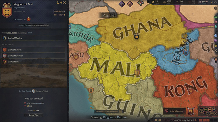 The de jure land of Mali / CK3