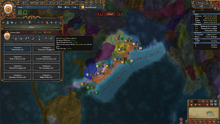 Orissa's national ideas and starting situation / Europa Universalis IV