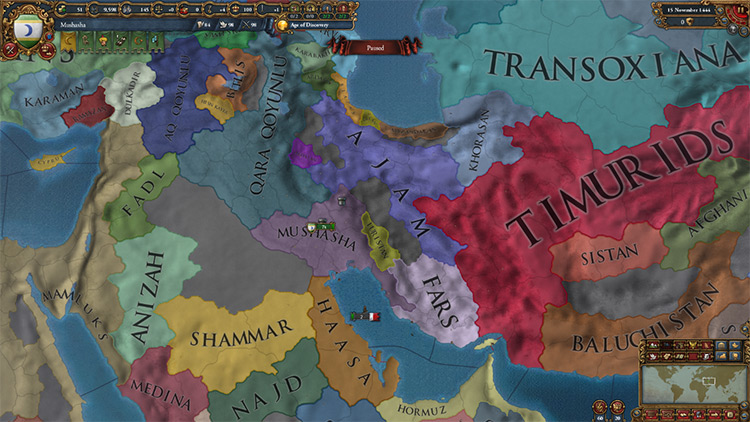 Mushasha's starting core provinces / EU4