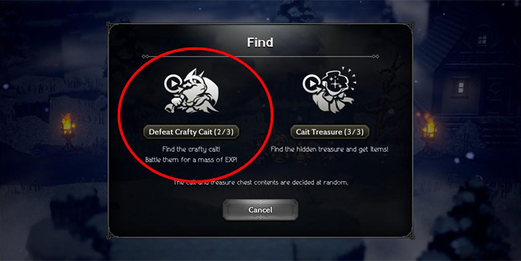 “Find” Page (Defeat Crafty Cait) / Octopath Traveler: Champions of the Continent