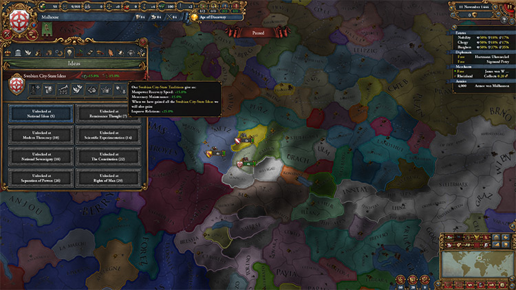 Mulhouse national ideas and starting location / Europa Universalis IV