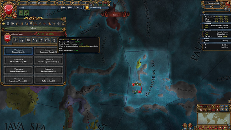 Tidore national ideas and starting location / Europa Universalis IV