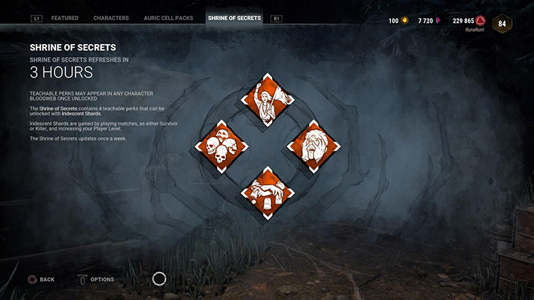 Teachable perks located in the Shrine Of Secrets / Dead By Daylight