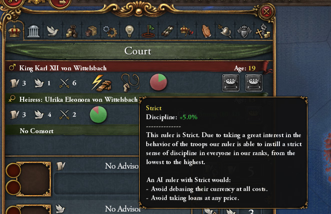 A ruler with the Strict trait / EU4