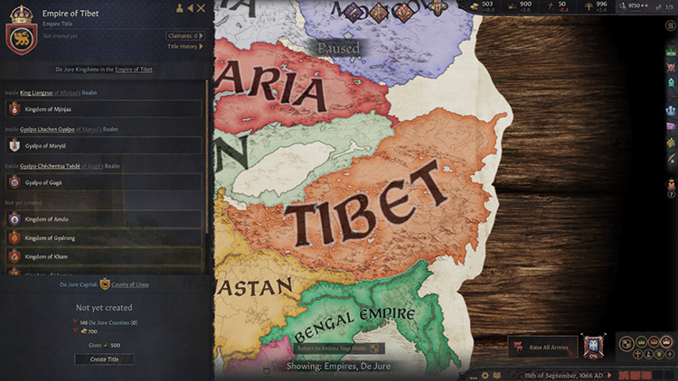 De jure land of the Tibetan empire / CK3
