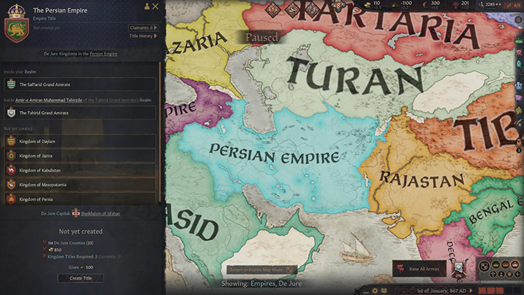De jure land of the Persian empire / CK3