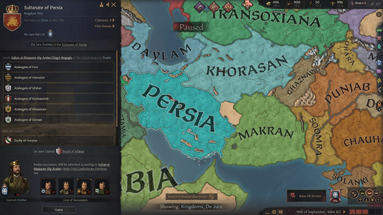 The de jure land of Persia in 1066 / Crusader Kings III