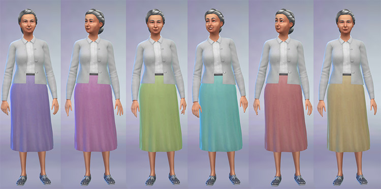 Grandma Cardigan and Skirt Outfit Super Recolor / Sims 4 CC