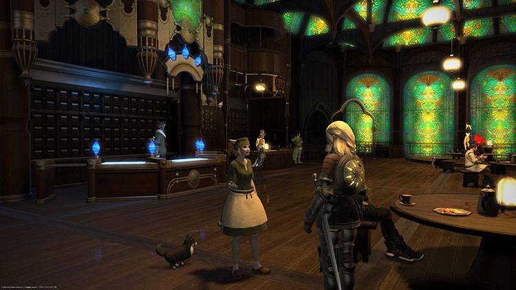 Naoh Gamduhla tends to customers in the Carline Canopy but happily offers Quests as well / Final Fantasy XIV