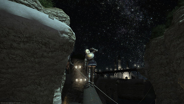 Looking out into the stars from the bow of The Astalicia in Limsa Lominsa / Final Fantasy XIV