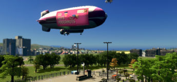Blimp Departing from a Blimp Stop (Cities Skylines)