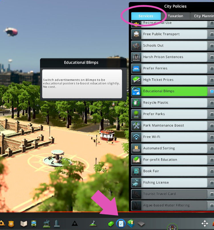 The educational blimps policy. / Cities: Skylines