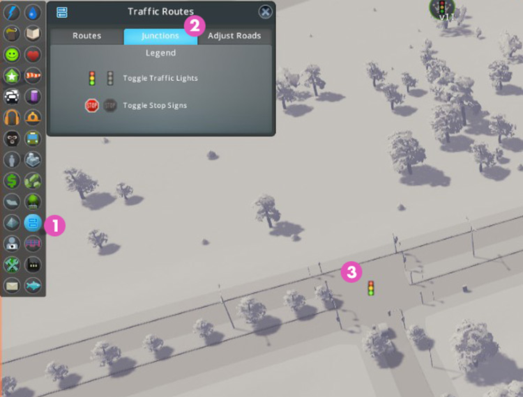Steps to toggle traffic lights/cities: skylines