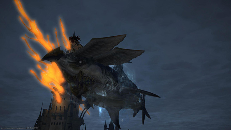 The monstrous Hybodus Mount. Just one of many excellent rewards from Ocean Fishing / FFXIV