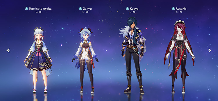 Other Cryo units: Ayaka, Ganyu, Kaeya, and Rosaria / Genshin Impact