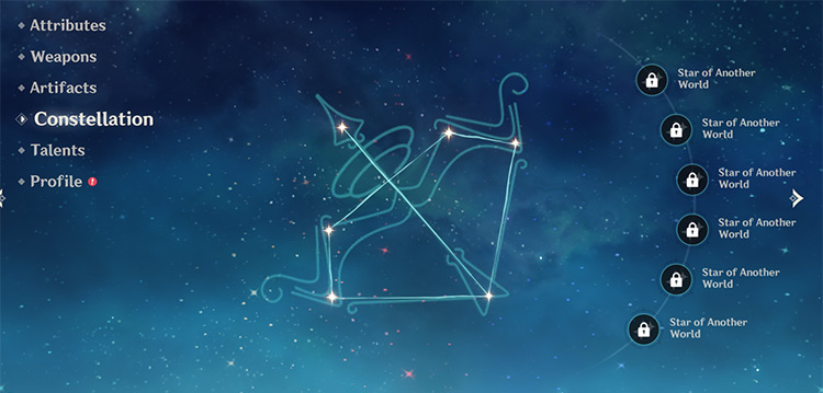 Aloy’s constellation screen / Genshin Impact